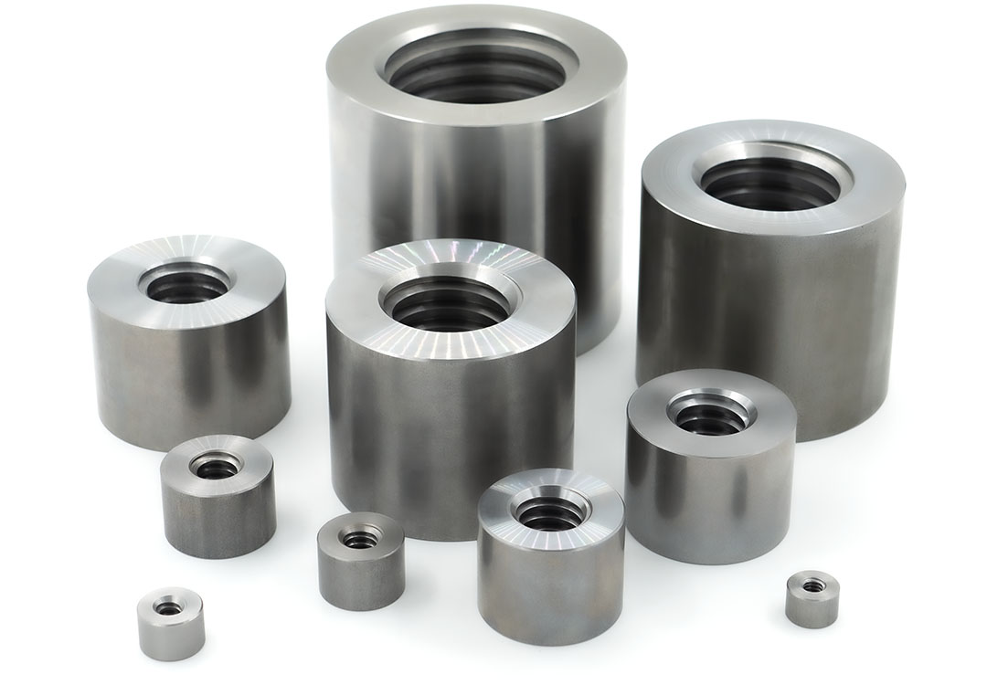 Short cylindrical steel nuts